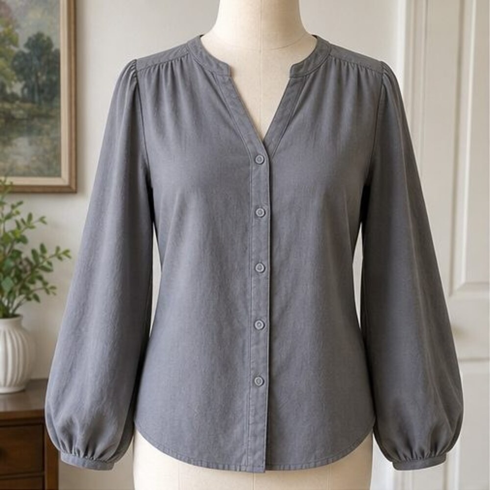 Gray Ruffle Blouse